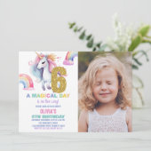 6e Rainbow Unicorn Invitations Anniversaire avec p (Debout devant)