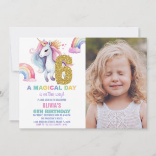 6e Rainbow Unicorn Invitations Anniversaire avec p