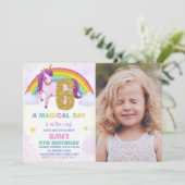 6e Rainbow Unicorn Invitations Anniversaire avec p (Debout devant)