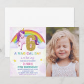 6e Rainbow Unicorn Invitations Anniversaire avec p (Devant / Derrière)