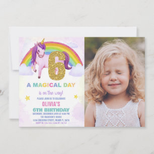 6e Rainbow Unicorn Invitations Anniversaire avec p