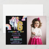 6e Rainbow Unicorn Invitations Anniversaire avec p (Devant / Derrière)