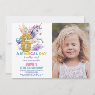 6e Rainbow Unicorn Invitations Anniversaire avec p