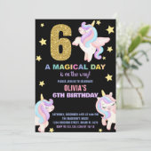 6e Rainbow Unicorn Invitations Anniversaire Vol (Debout devant)