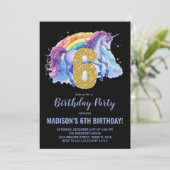 6e Rainbow Unicorn Invitations d'anniversaire (Debout devant)