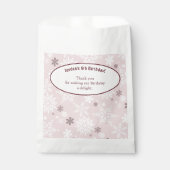 6e Snowflake-Thleed Birthday Party roze Bedankzakje (Voorkant)