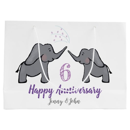 6e trouwdag schattige olifant groot cadeauzakje (Achterkant)