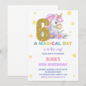 6e Unicorne florale Invitations d'anniversaire (Devant / Derrière)