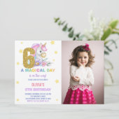 6e Unicorne florale Invitations d'anniversaire ave (Debout devant)
