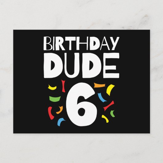6e verjaardag 6 jaar oud jongensfeestje verjaardag briefkaart (Voorkant)