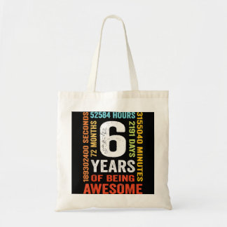 6e verjaardag 6 jaar oude  retro 72 maanden tote bag