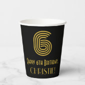 6e verjaardag: Art Deco Geïnspireerde look "6" en  Papieren Bekers (Achterkant)
