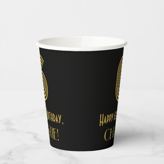 6e verjaardag: Art Deco Geïnspireerde look "6" en  Papieren Bekers (Links)