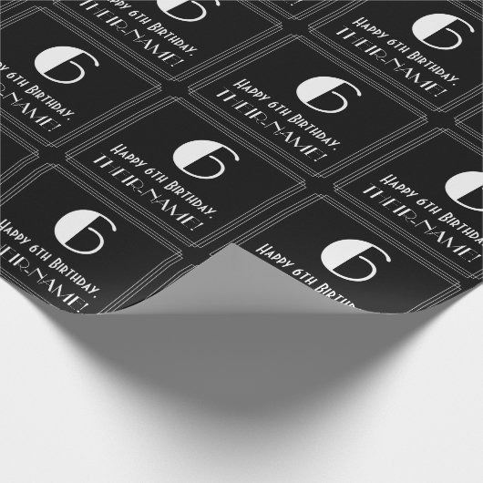 6e verjaardag - Art Deco geïnspireerde look "6", n Cadeaupapier (Hoek)