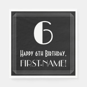 6e verjaardag ~ Art Deco Geïnspireerde look "6", n Servet