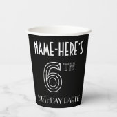 6e verjaardag: Art Deco Style + aangepaste naam Papieren Bekers (Achterkant)