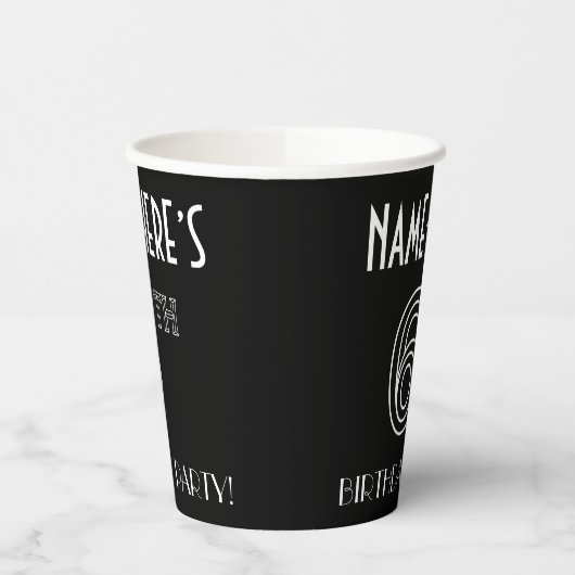 6e verjaardag: Art Deco Style + aangepaste naam Papieren Bekers (Links)