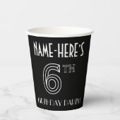 6e verjaardag: Art Deco Style + aangepaste naam Papieren Bekers (Voorkant)