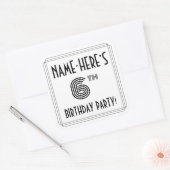 6e verjaardag: Art Deco Style + aangepaste naam Vierkante Sticker (Envelop)