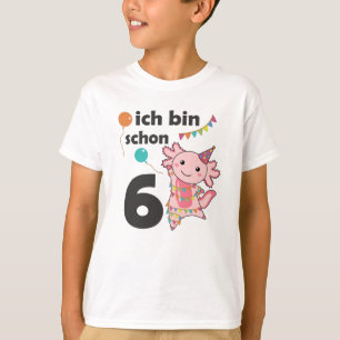 6e verjaardag Axolotl Zes jaar oude kalveren T-shirt