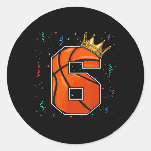 6e verjaardag Basketball Big Nummer 6 jaar Ronde Sticker
