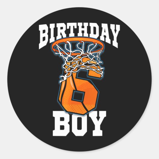 6e verjaardag Basketball Jongen 6 jaar oud Basketb Ronde Sticker (Voorkant)