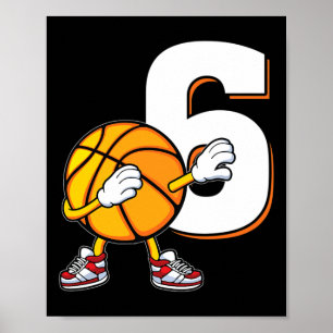 6e verjaardag Basketball Player doormaakt 6 jaar o Poster