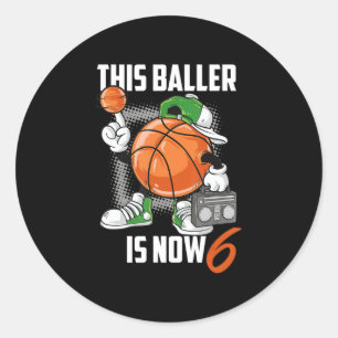 6e verjaardag Basketball Player Funny 6 jaar oud Ronde Sticker