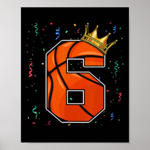 6e Verjaardag Bysketbyll Big Number 6 Year Old Boy Poster