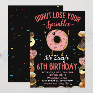 6e verjaardag Donut Thema Zesde Verjaardag Grappig Kaart