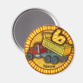 6e verjaardag Dump Truck Magneet (Voorkant / Achterkant)