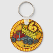 6e Verjaardag Dump Truck sleutelhangers (Voorkant)