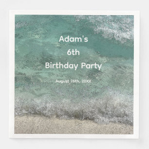 6e Verjaardag Feest Water Abstracte Custom Name Ag Servet