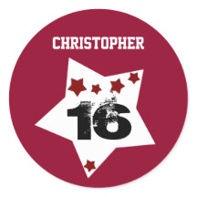 6e verjaardag Feestelijke Sterren ROOD en ZWART A0