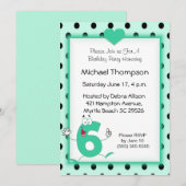 6e verjaardag feestuitnodigingen kaart (Voorkant / Achterkant)