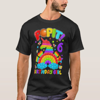 6e verjaardag Fidget Speelgoed Pop It Birthday Gir T-shirt