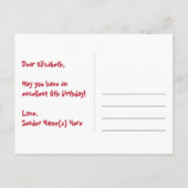 6e verjaardag: Fun sterren patroon, Regenboog 6, N Briefkaart (Achterkant)