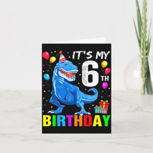 6e verjaardag gelukkig 6 jaar t-rex shirt jongens kaart