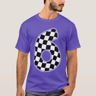6e verjaardag geruite nummer 6 autoracing vlag fr t-shirt