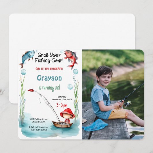 6e verjaardag Gevist foto Kaart (Voorkant / Achterkant)