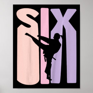 6e verjaardag Gift Karate Retro Taekwondo Martial  Poster