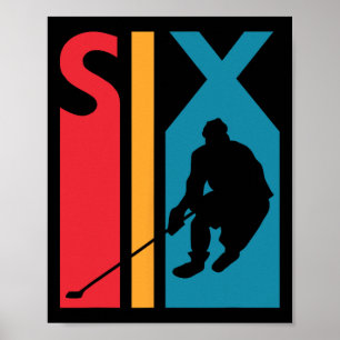 6e verjaardag Gift Six Hockey Birthday 6 jaar Poster