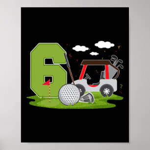 6e Verjaardag Golf 6 Jaar Oude Verjaardag Party Go Poster