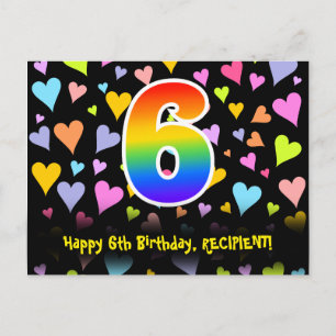 6e verjaardag: Hartjes patroon, Regenboog 6 Briefkaart
