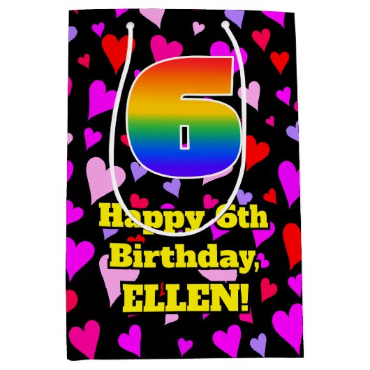 6e verjaardag: Het liefhebbende Kunstpatroon, Rege Medium Cadeauzakje (Voorkant)