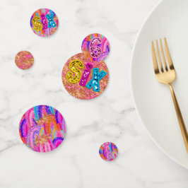 6e Verjaardag Hot Pink Rainbow Sequin Girl Confetti