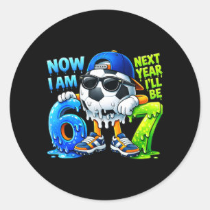 6e verjaardag jongen voetbal ijs druip 67 meme 6 ronde sticker