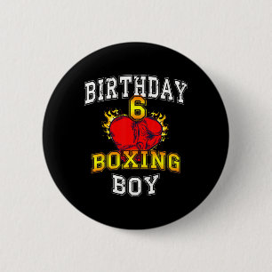 6e verjaardag jongens shirt - boksen 6 jaar oude k ronde button 5,7 cm