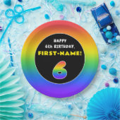 6e verjaardag: kleurrijke regenboog # 6, aangepast papieren bordje (Feest)