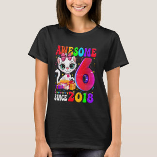 6e verjaardag meisje feestje Cute kat 6 jaar oud A T-shirt